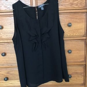 Black Ruffle Button Up Blouse